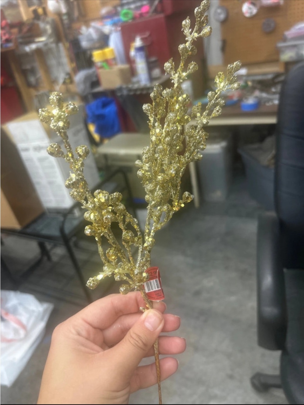 Gold Glitter Floral Stem Accent - Decorative Home Accent